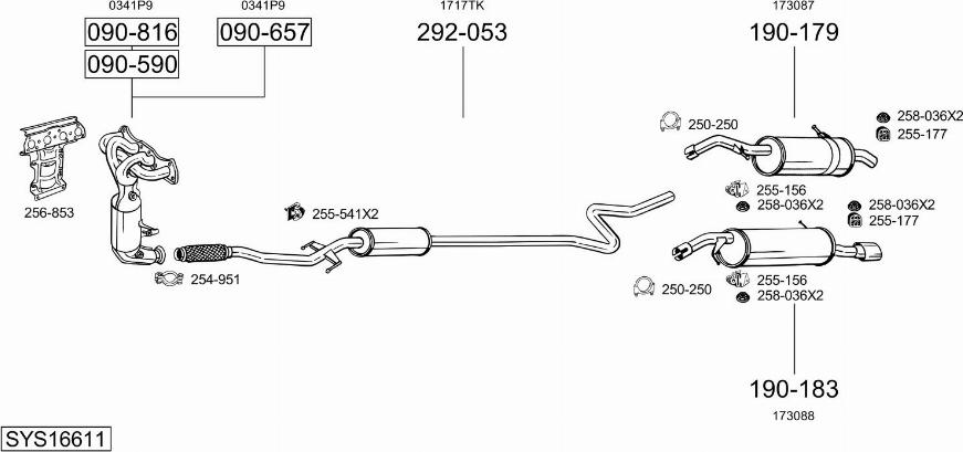 Bosal SYS16611 - Sistem de esapament aaoparts.ro