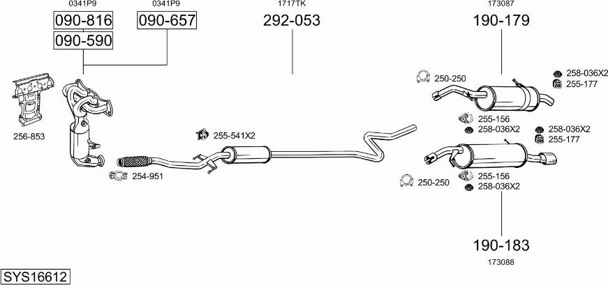 Bosal SYS16612 - Sistem de esapament aaoparts.ro