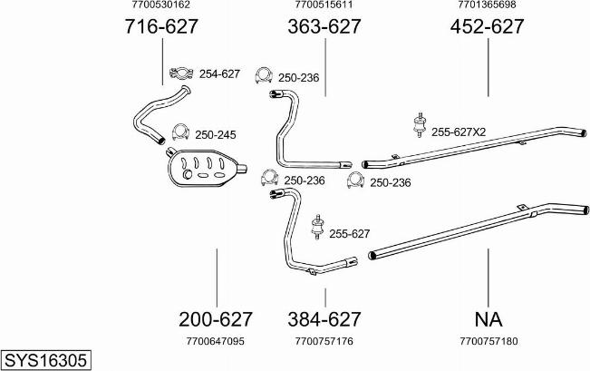 Bosal SYS16305 - Sistem de esapament aaoparts.ro