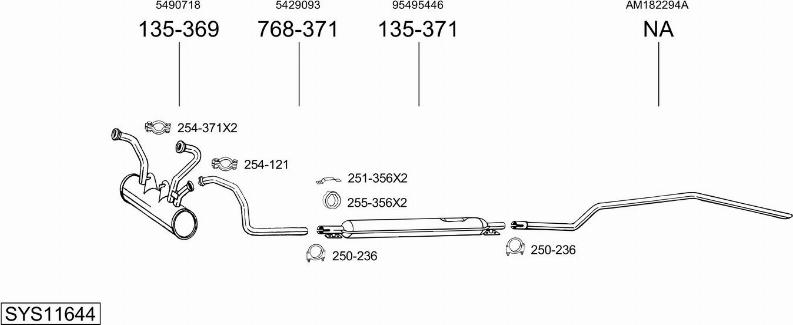 Bosal SYS11644 - Sistem de esapament aaoparts.ro