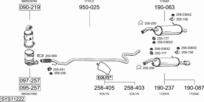 Bosal SYS11222 - Sistem de esapament aaoparts.ro