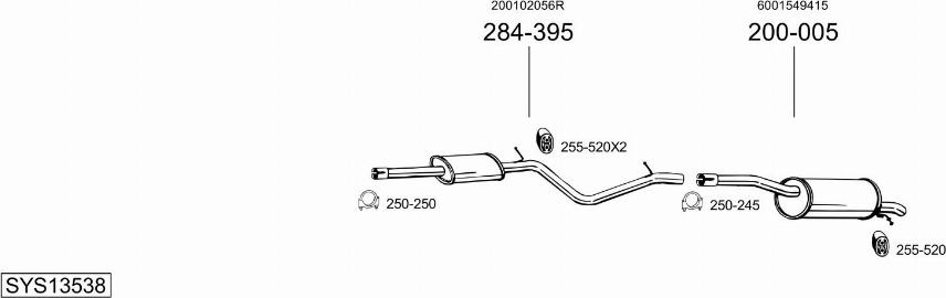 Bosal SYS13538 - Sistem de esapament aaoparts.ro