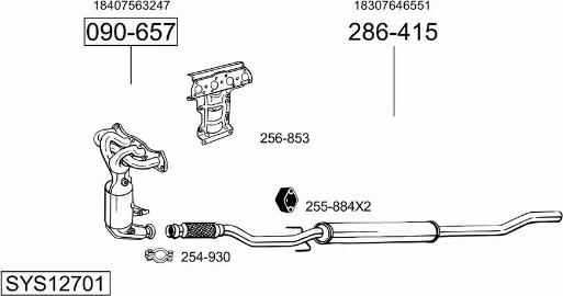 Bosal SYS12701 - Sistem de esapament aaoparts.ro