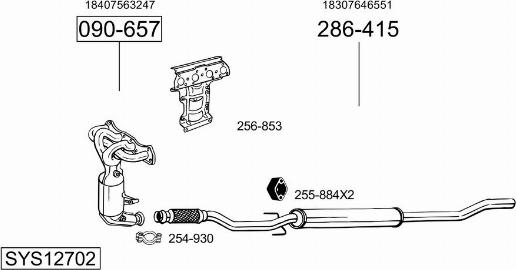 Bosal SYS12702 - Sistem de esapament aaoparts.ro