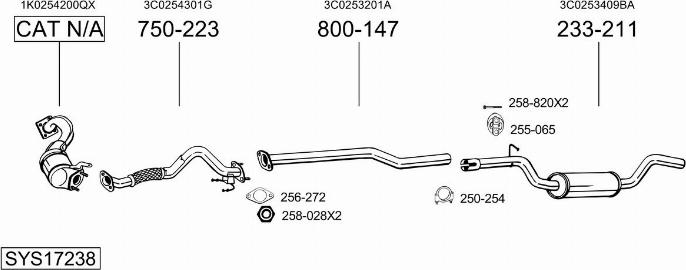 Bosal SYS17238 - Sistem de esapament aaoparts.ro
