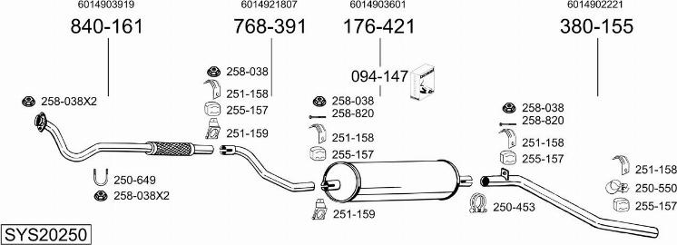 Bosal SYS20250 - Sistem de esapament aaoparts.ro