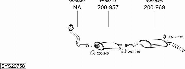 Bosal SYS20758 - Sistem de esapament aaoparts.ro