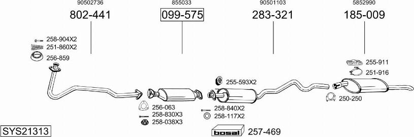 Bosal SYS21313 - Sistem de esapament aaoparts.ro