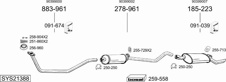 Bosal SYS21388 - Sistem de esapament aaoparts.ro