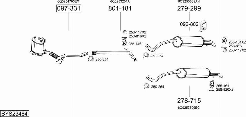 Bosal SYS23484 - Sistem de esapament aaoparts.ro