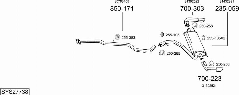 Bosal SYS27738 - Sistem de esapament aaoparts.ro