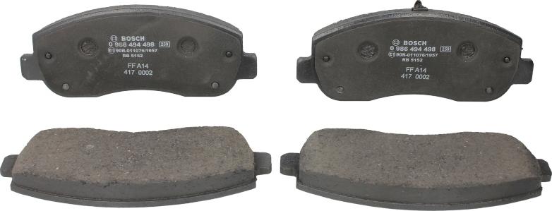 BOSCH 0 986 494 498 - Set placute frana,frana disc aaoparts.ro