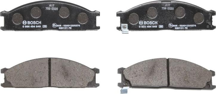 BOSCH 0 986 494 848 - Set placute frana,frana disc aaoparts.ro