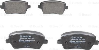 BOSCH 0 986 494 856 - Set placute frana,frana disc aaoparts.ro