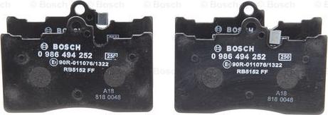 BOSCH 0 986 494 252 - Set placute frana,frana disc aaoparts.ro