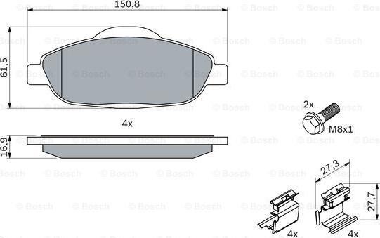 BOSCH 0 986 494 261 - Set placute frana,frana disc aaoparts.ro