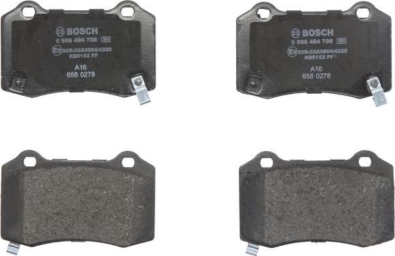 BOSCH 0 986 494 708 - Set placute frana,frana disc aaoparts.ro