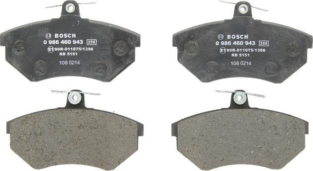 BOSCH 0 986 460 943 - Set placute frana,frana disc aaoparts.ro