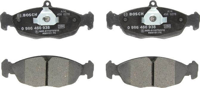 BOSCH 0 986 460 938 - Set placute frana,frana disc aaoparts.ro