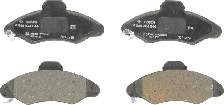 BOSCH 0 986 424 644 - Set placute frana,frana disc aaoparts.ro
