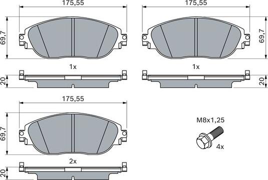 BOSCH 0 986 424 628 - Set placute frana,frana disc aaoparts.ro