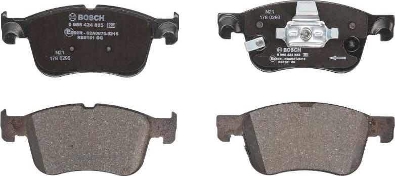 BOSCH 0 986 424 885 - Set placute frana,frana disc aaoparts.ro