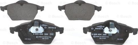 BOSCH 0 986 424 360 - Set placute frana,frana disc aaoparts.ro