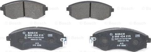 BOSCH 0 986 424 215 - Set placute frana,frana disc aaoparts.ro