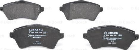 BOSCH 0 986 424 721 - Set placute frana,frana disc aaoparts.ro