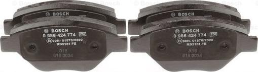 BOSCH 0 986 424 774 - Set placute frana,frana disc aaoparts.ro