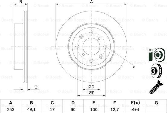 BOSCH 0 986 479 E75 - Disc frana aaoparts.ro