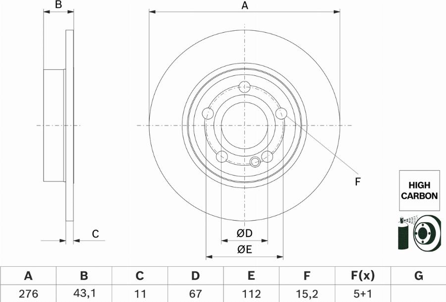 BOSCH 0 986 479 H60 - Disc frana aaoparts.ro