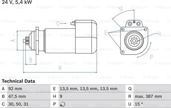 BOSCH 0 986 011 570 - Starter aaoparts.ro