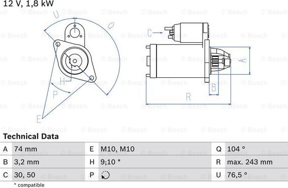 BOSCH 0 986 018 680 - Starter aaoparts.ro