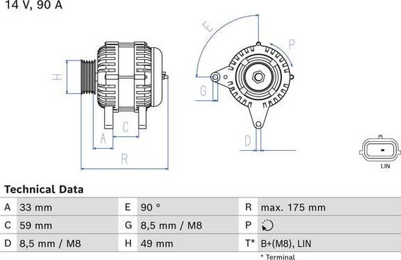 BOSCH 0 986 085 170 - Generator / Alternator aaoparts.ro