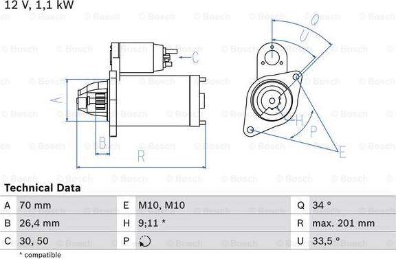 BOSCH 0 986 020 350 - Starter aaoparts.ro