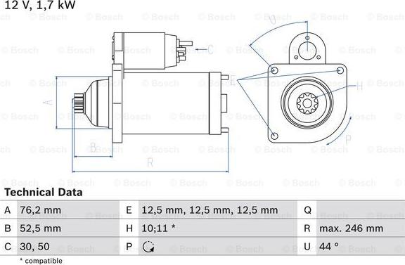 BOSCH 0 986 020 250 - Starter aaoparts.ro