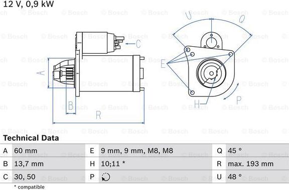 BOSCH 0 986 021 970 - Starter aaoparts.ro