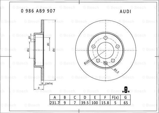 BOSCH 0 986 AB9 907 - Disc frana aaoparts.ro