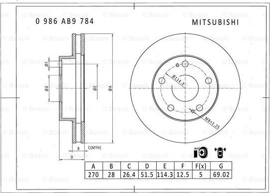 BOSCH 0 986 AB9 784 - Disc frana aaoparts.ro