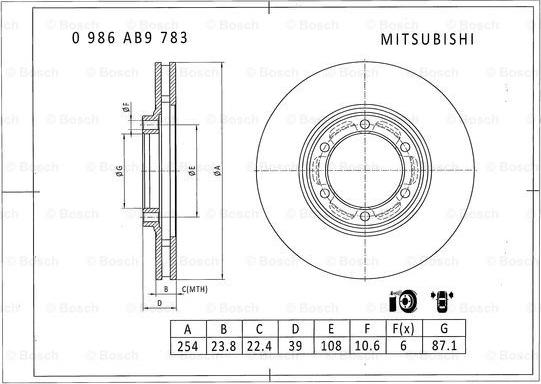 BOSCH 0 986 AB9 783 - Disc frana aaoparts.ro