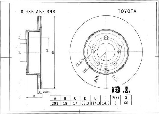 BOSCH 0 986 AB5 398 - Disc frana aaoparts.ro