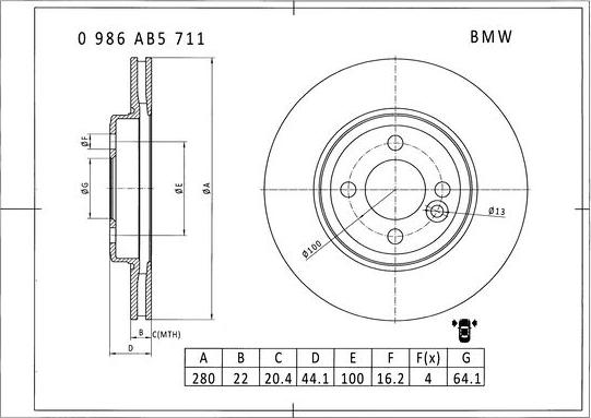BOSCH 0 986 AB5 711 - Disc frana aaoparts.ro