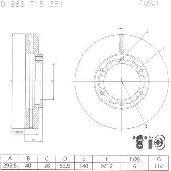 BOSCH 0 986 T15 351 - Disc frana aaoparts.ro