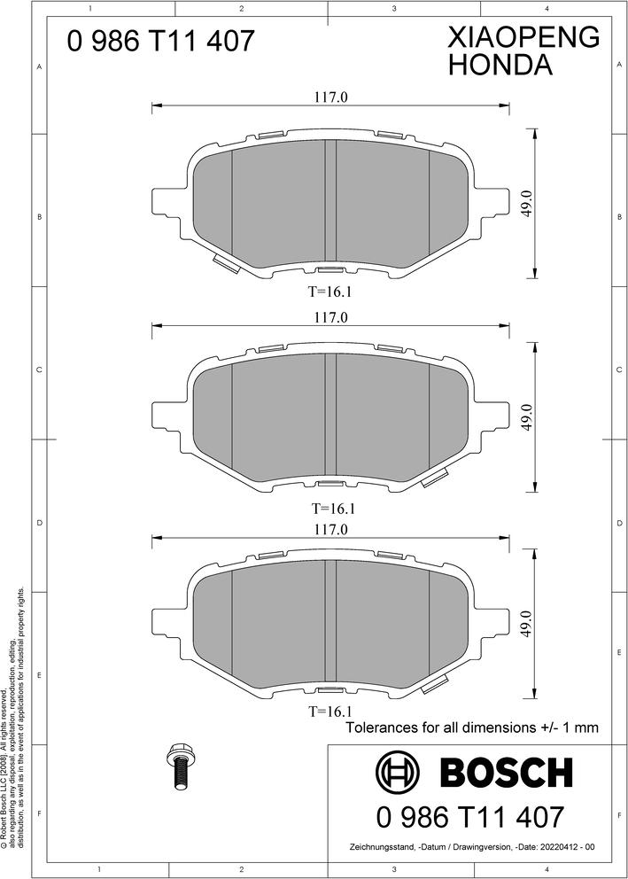 BOSCH 0 986 T11 407 - Set placute frana,frana disc aaoparts.ro
