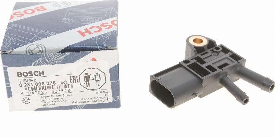 BOSCH 0 281 006 278 - Senzor, presiune gaze evacuare aaoparts.ro