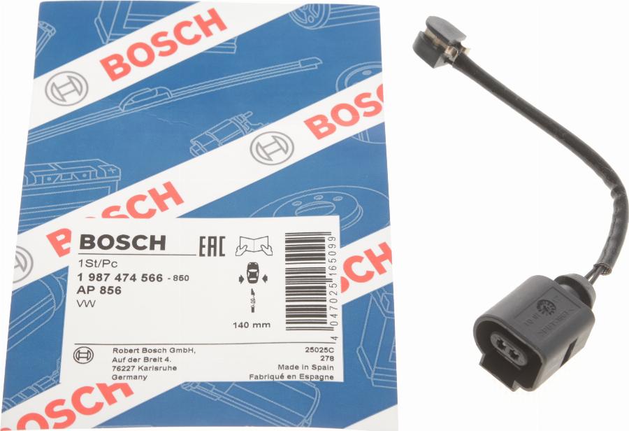 BOSCH 1 987 474 566 - Senzor de avertizare,uzura placute de frana aaoparts.ro