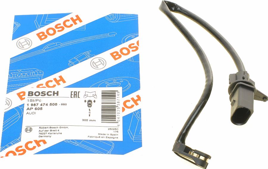 BOSCH 1 987 474 505 - Senzor de avertizare,uzura placute de frana aaoparts.ro