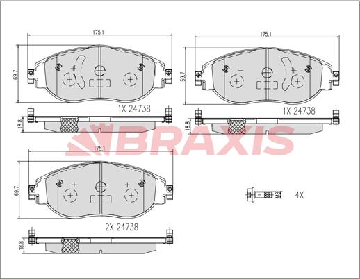 Braxis AB0615 - Set placute frana,frana disc aaoparts.ro