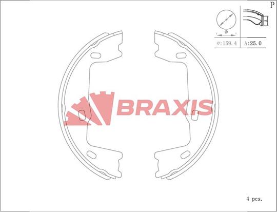 Braxis AC0101 - Set saboti frana, frana de mana aaoparts.ro